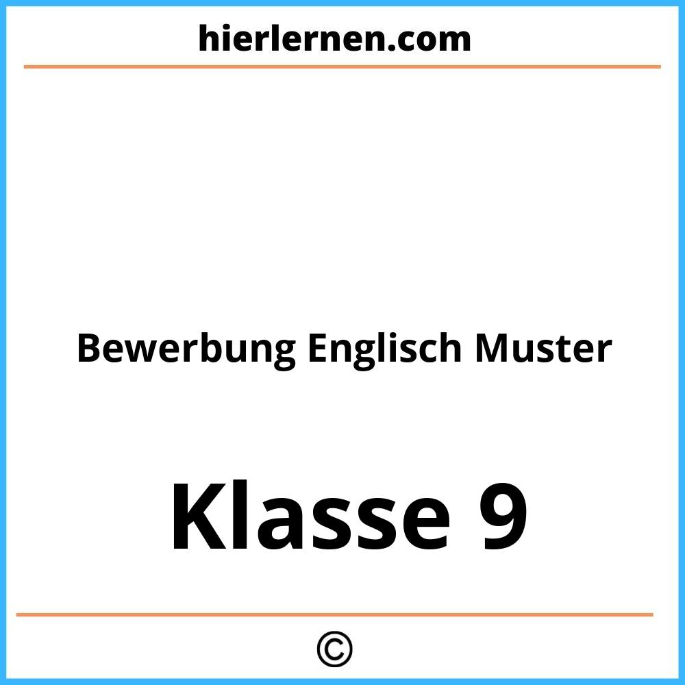 Bewerbung Englisch Klasse 9 Muster