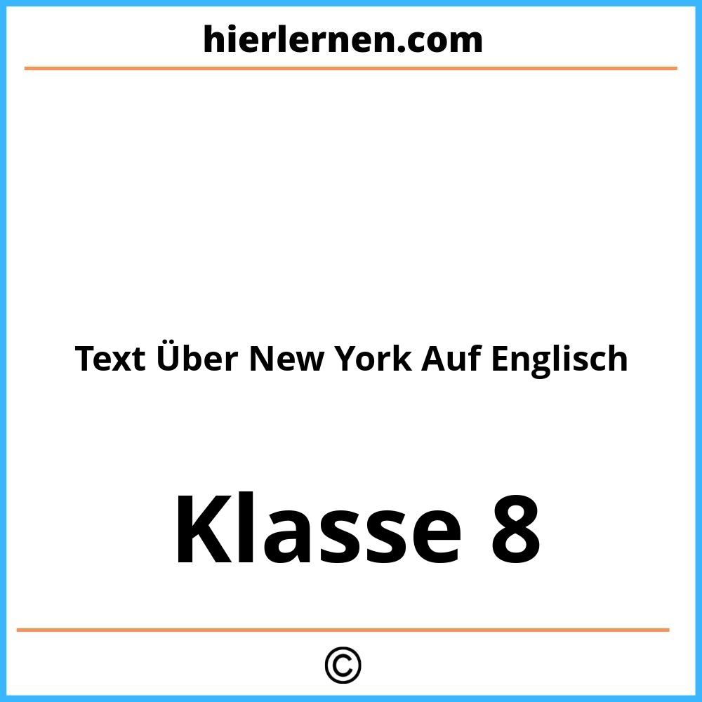 Text Über New York Auf Englisch 8. Klasse